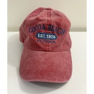 Cocoa Beach Florida Hat Cap Est 1925 Adjustable Red Embroider